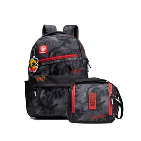 Kit Mochila e Lancheira Térmica Masculina Infantil Enaldinho Preta