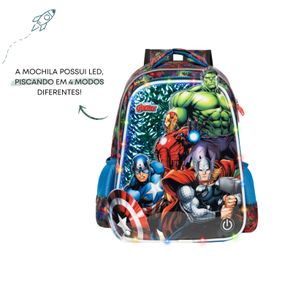 Mochila Escolar Masculina Infantil Vingadores Preta
