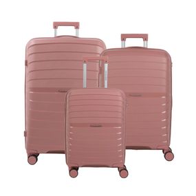 Conjunto de Malas Polipropileno 4 Rodas P, M e G Rover Rosé