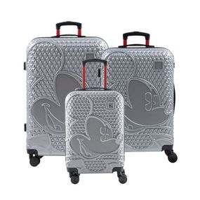 Conjunto de Malas ABS 4 Rodas P, M e G Mickey Epcot Prata