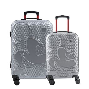Conjunto de Malas ABS 4 Rodas P e M Mickey Epcot Prata
