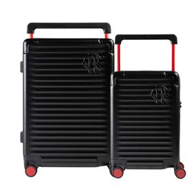Conjunto de Malas Policarbonato 4 Rodas P e M Premium Oficial Flamengo Preta