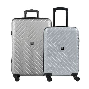 Conjunto de Malas ABS 4 Rodas P e M Detroit II Prata