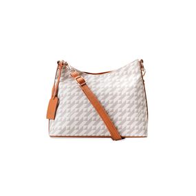 Bolsa Transversal Feminina Média Hobo Monograma BG Bege