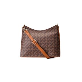 Bolsa Transversal Feminina Média Hobo Monograma BG Marrom