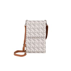 Porta Celular Feminino com Alça Transversal Monograma BG Bege
