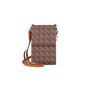 Porta Celular Feminino com Alça Transversal Monograma BG Marrom