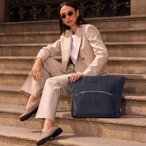 Bolsa Executiva Grande Feminina Donna Azul Marinho