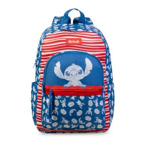 Mochila Escolar Feminina Juvenil Stitch Happiness Azul