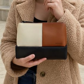Necessaire Viagem Feminina Grande Recortes Preta e Branca