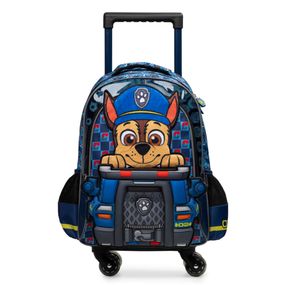 Mochila de 4 Rodinhas Masculina Infantil Patrulha Canina Chase Azul