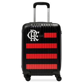 Mala de Bordo 10 kg ABS 4 Rodas Oficial Flamengo Preta e Vermelho