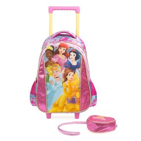 Mochila de Rodinha Infantil Feminina Princesas Rosa – foto 2