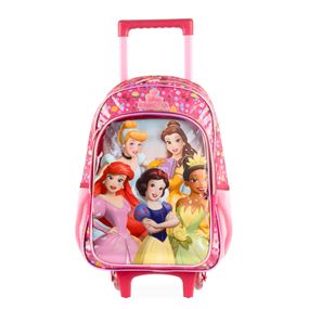 Mochila de Rodinha Infantil Feminina Princesas Rosa